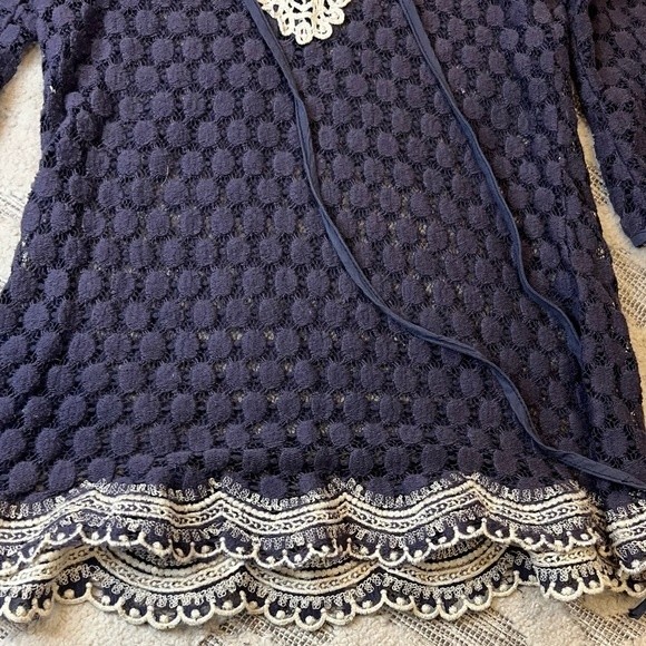 Solitaire Swim Cover Up Sz S Purple and cream tag shows large but it’s a small - Picture 3 of 7